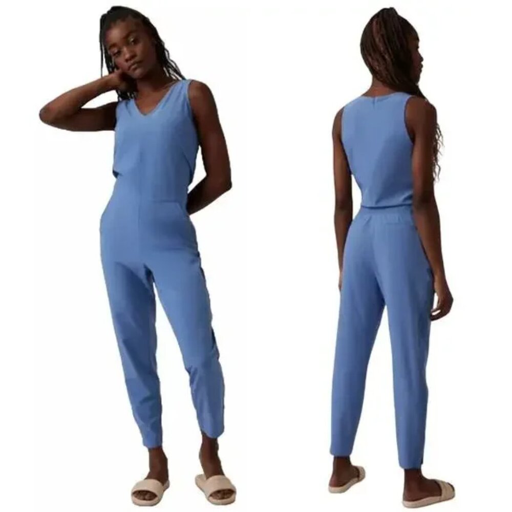 Athleta Light Blue Sleeveless V-Neck Jumpsuit